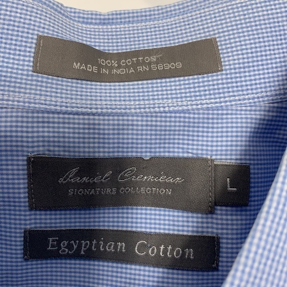 MEN’S Daniel Cremieux Signature Collection Blue White Egyptian Cotton Size Large - Picture 4 of 4